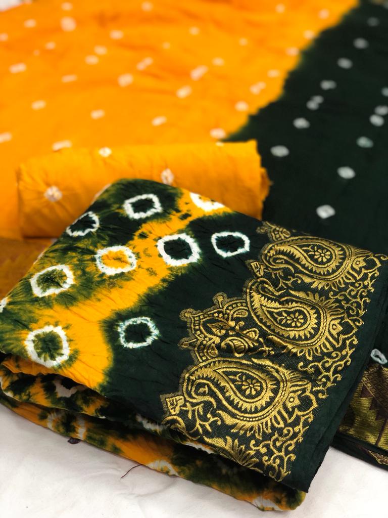 Satin Bandhej 1 Latest Printed Casual Wear Cotton Dress Materiel Collection